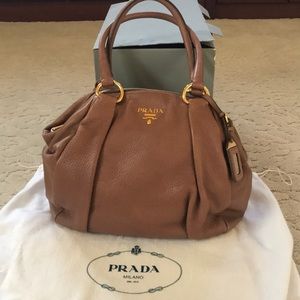 Vintage Prada large satchel camel color